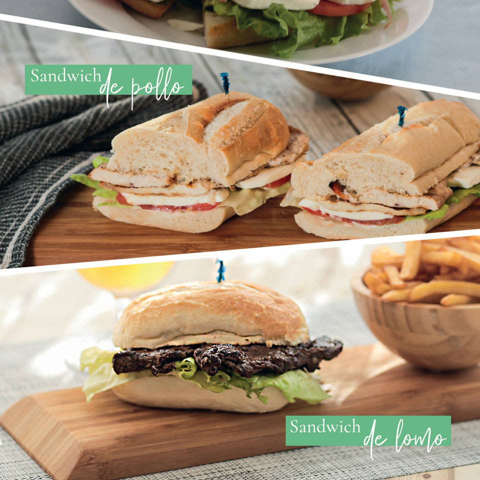Two chicken sandwiches and one steak sandwich with fries, showcasing Argentinian cuisine.